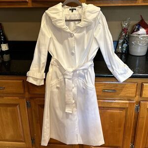 Samuel Dong Stretch Trench Dress with Hidden Hood
